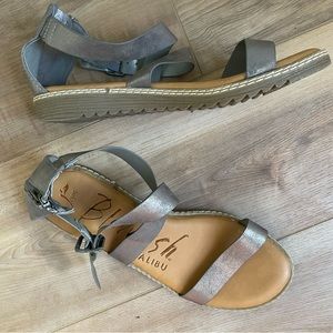 NWT Blowfish metallic grey strappy sandals